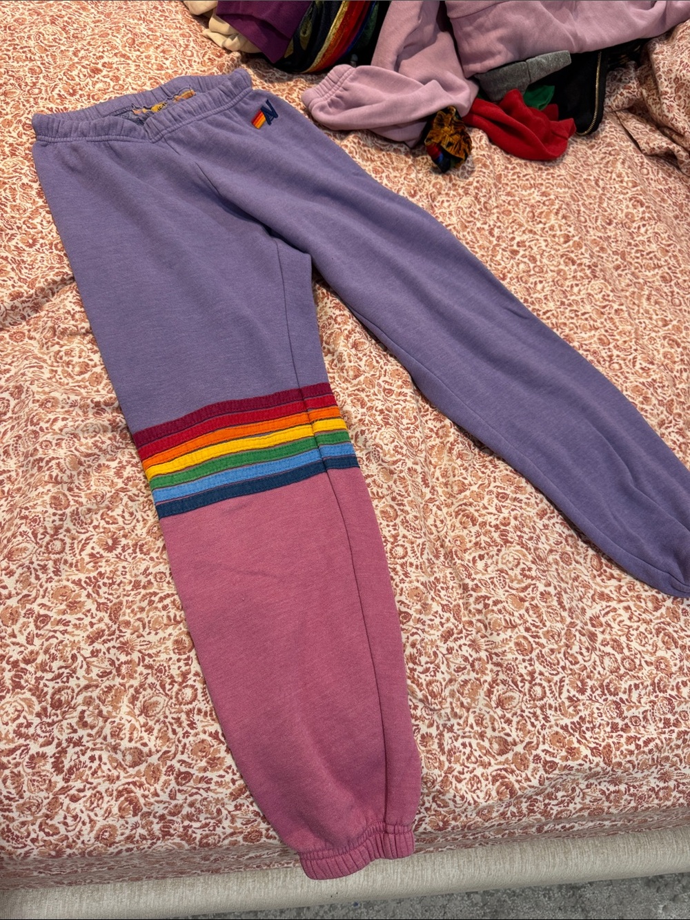 rare find - purple colorblock stripe joggers